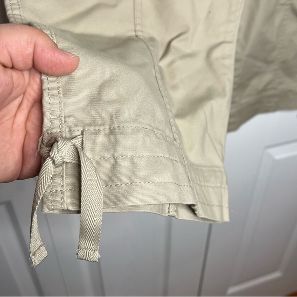 Alia Cargo cropped Pants khaki cotton hi rise stretch utility drawstring leg 14 - Picture 6 of 8